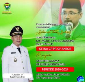 Selamat Atas Dilantiknya Bapak H Yaqut Cholil Qoumas sebagai Menteri Agama Republik Indonesia Periode 2020-2024