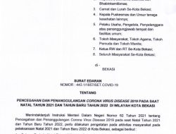 Pemerintah Kota Bekasi Keluarkan Surat Edaran Tentang Penanganan Covid 19 Di Hari Natal Dan Tahun Baru