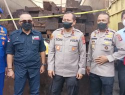 Direktorat Polairud Polda Sumsel Amankan 18 Orang dan 500 Kubik Kayu Bulat Hasil Pembalakan Liar