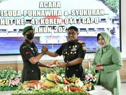 Korem 044/Gapo Gelar Syukuran HUT ke-41 dan Wisuda Purnawira Prajurit