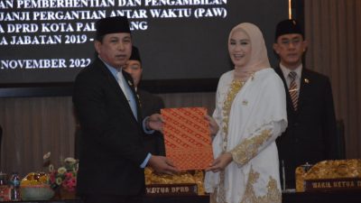Raudhatul Jannah Resmi Dilantik Sebagai Anggota DPRD Palembang  2019-2024
