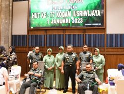 HUT Kodam II/Sriwijaya Ke -77 Korem 044/Gapo Gelar Baksos Donor Darah dan Pemberian Bantuan Stunting