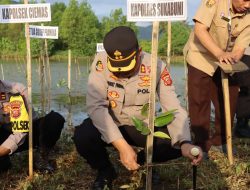 Dibuka Presiden Jokowi, Kapolres Sukabumi Hadiri Puncak Penanaman Mangrove Nasional