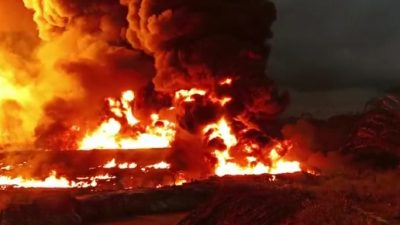 Kebakaran Ilegal Drilling Kembali Terjadi di Keban Satu Muba
