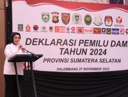 Ketua DPRD Sumsel, RA Anita Noeringhati Hadiri Deklarasi Pemilu Damai