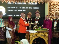 Ketua DPRD Sumsel, RA Anita Noeringhati Hadiri Rapat Paripurna Istimewa HUT Kota Palembang ke 1341