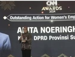 Ketua DPRD Sumsel RA Anita Noeringhati Menerima Penghargaan “Outstanding Action for Women’s Empowerment” CNN Indonesia Awards 2024