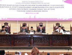 DPRD Sumsel Gelar Rapat Paripurna, 8 Fraksi Menerima dan Sampaikan Pandangan Umum