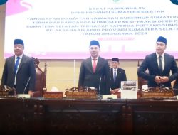 DPRD Sumsel Dengarkan Jawaban Gubernur Terhadap Pandangan Umum Fraksi-Fraksi atas Raperda Pertanggungjawaban Pelaksanaan APBD Tahun 2024