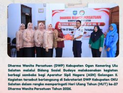 DWP Kabupaten OKU Selatan melalui Bidang Sosial Budaya Gelar Kegiatan Berbagi Sembako bagi ASN Golongan II