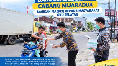 Bank Sumsel Babel Cabang Muaradua Bagikan Masker, Antisipasi Dampak Asap dan Polusi Udara di OKU Selatan